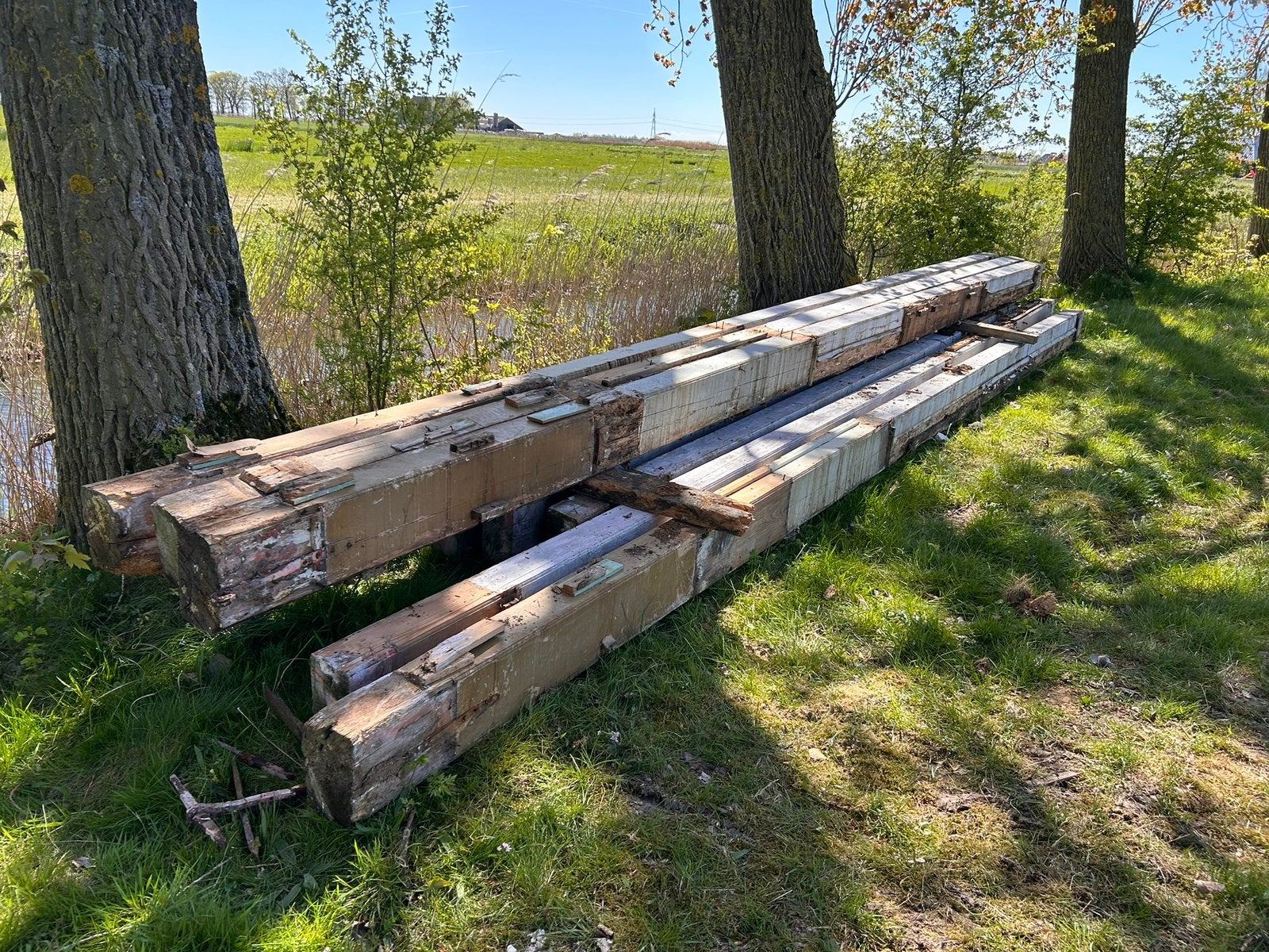 Oude bouwmaterialen: goede lange balken ophalen uit Dronryp, Ophalen, Zo goed als nieuw, 250 cm of meer, Balken