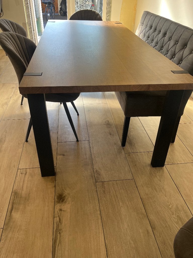 Eettafel (2,20 bij 1 meter), Huis en Inrichting, Tafels | Eettafels, Ophalen, Gebruikt, 100 tot 150 cm, Industrie look
