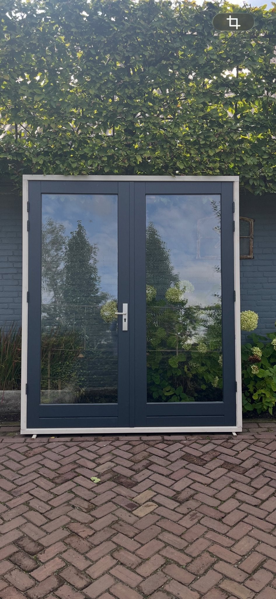 Merbau tuindeuren+kozijn 202,5 br x 235 hoog.  compleet, Deurkozijn, Nieuw, Hout, Ophalen