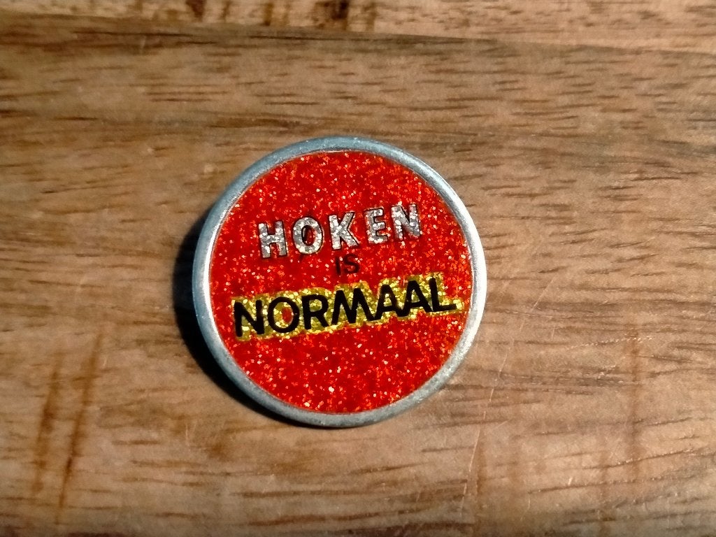 Hoken is Normaal Bennie Jolink achterhoek muziek speld 3, Ophalen of Verzenden, Gebruikt