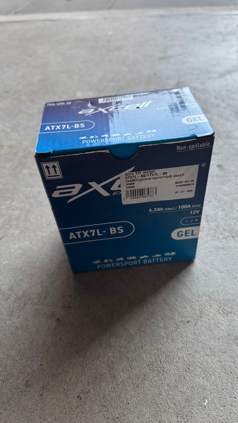 Axcell gel accu 12V 6.3Ah/100A voor oa Vespa sprint, Ophalen, Nieuw, Overige typen, Vespa