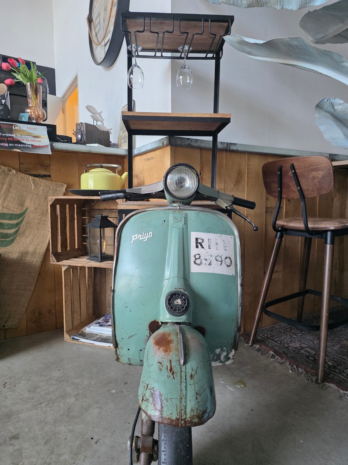 Scooter wijnrek, Huis en Inrichting, Woonaccessoires | Wijnrekken, Ophalen, Gebruikt, 5 tot 15 flessen, Metaal