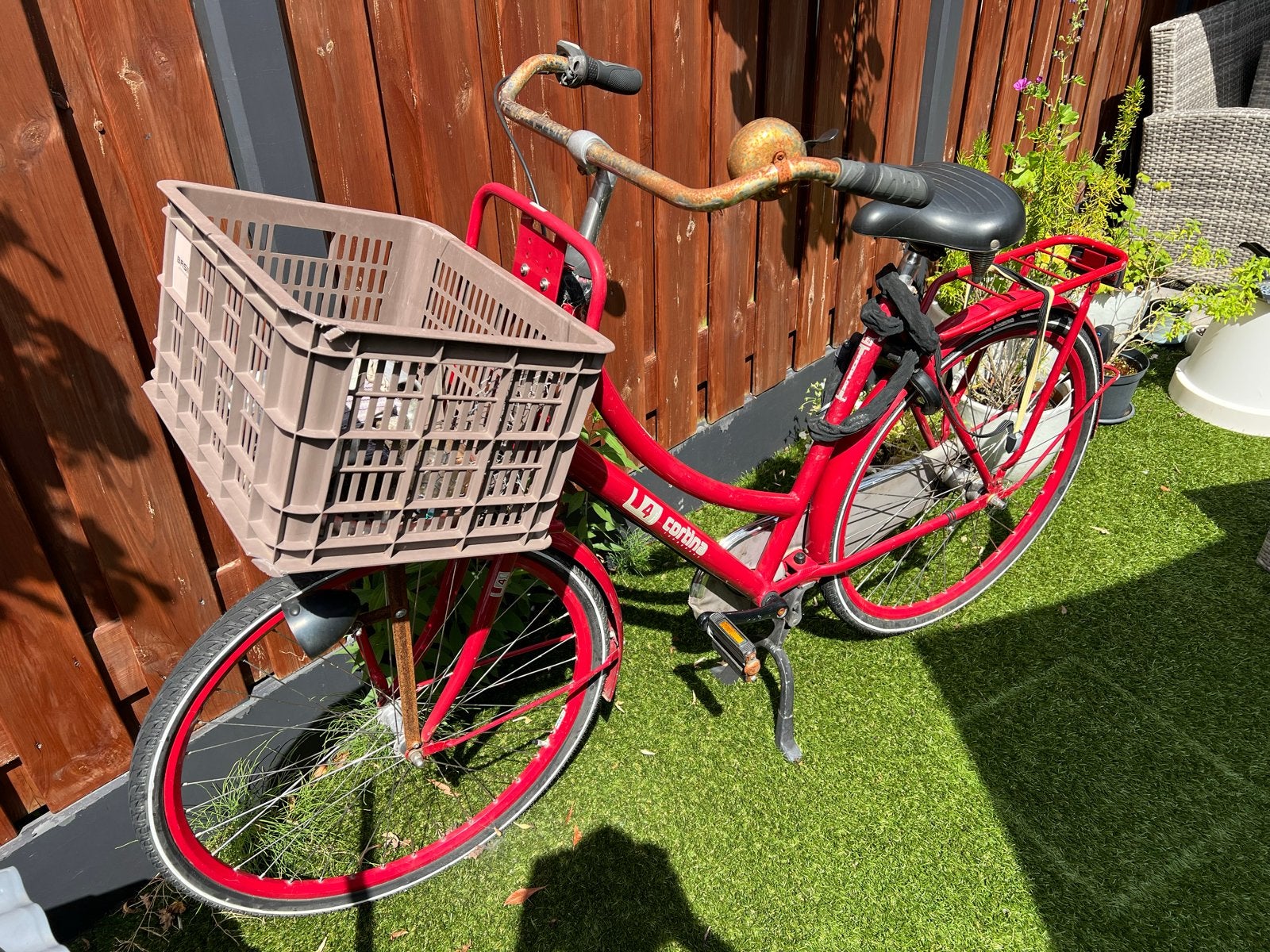 Cortina fiets met mand - rood, Terugtraprem, Gebruikt, 50 tot 53 cm, Ophalen