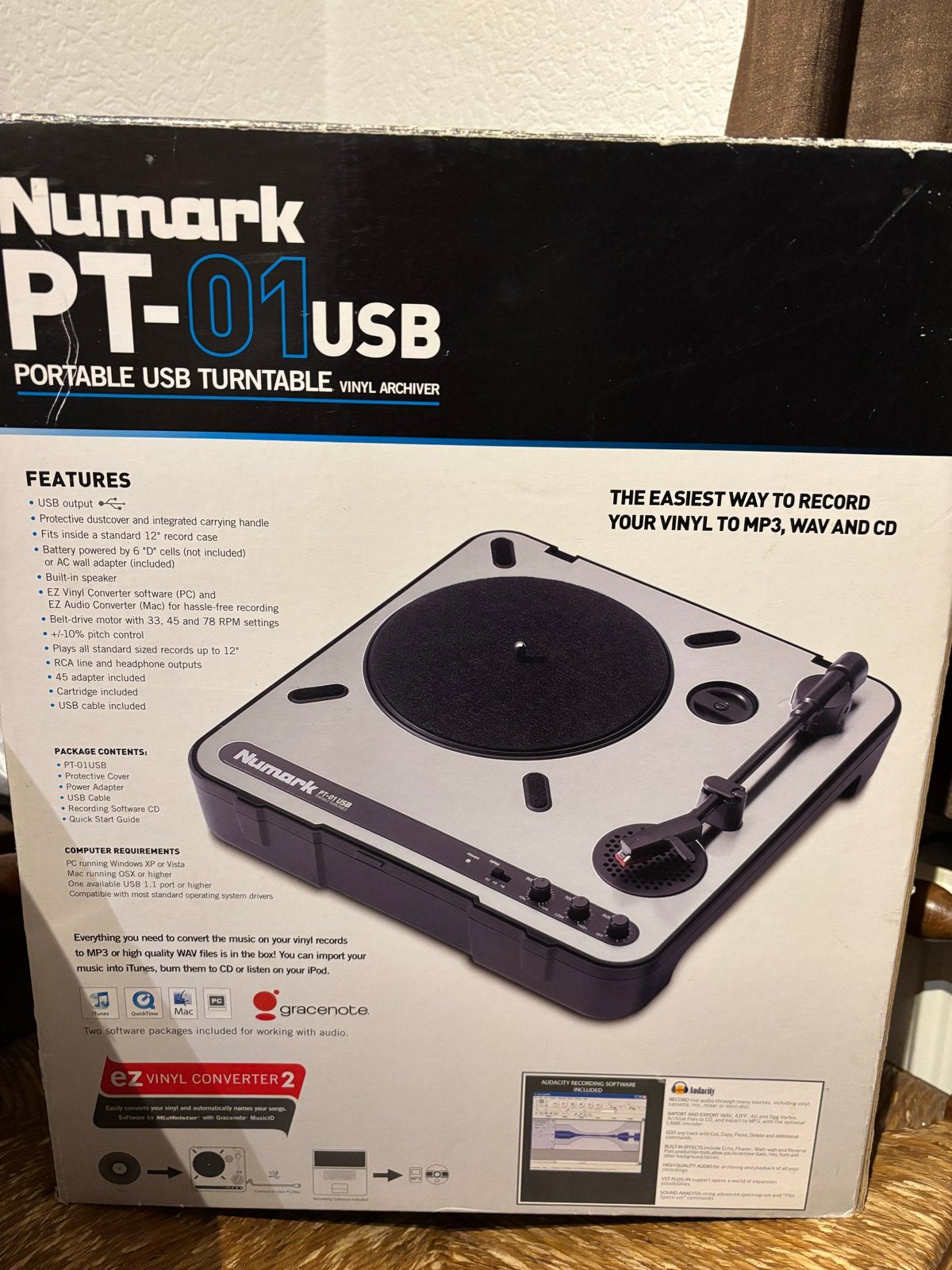 Numark PT-01 USB Draaitafel voor Vinylliefhebbers, Gebruikt, USB-aansluiting, Platenspeler, Ophalen