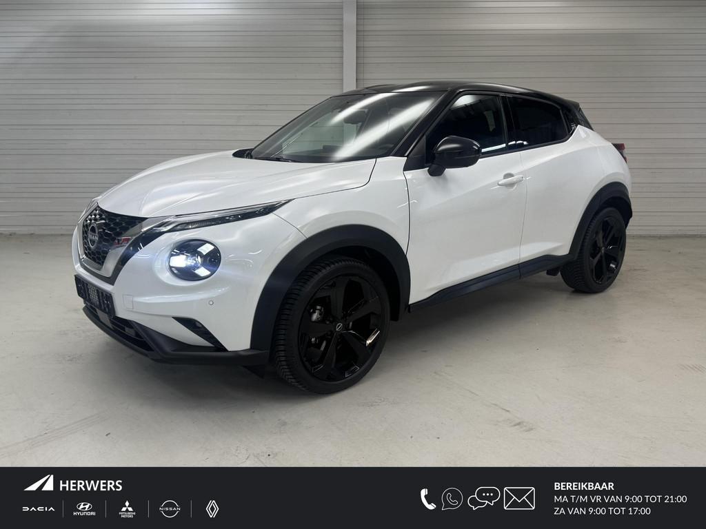 Nissan Juke 1.0 DIG-T Tekna Automaat / Lederen Bekleding / N, Euro 6, Leder en Stof, Wit, Bedrijf