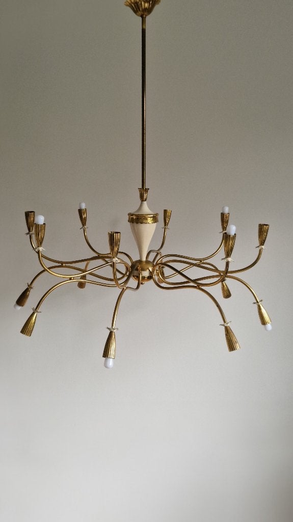 Vintage kroonluchter, Italiaans design, Lumi Milano, 1950s, Ophalen, Gebruikt, Metaal, Vintage, Italiaans design, midcentury, 1950s