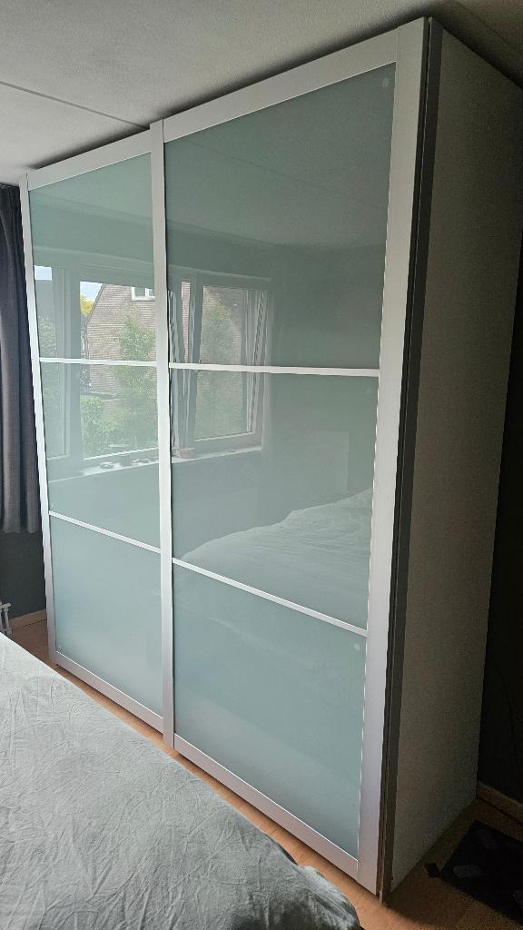 IKEA PAX kledingkast met BJÖRNNÖYA schuifdeuren, Gebruikt, 200 cm of meer, 200 cm of meer, Modern met mooie schuifdeuren
