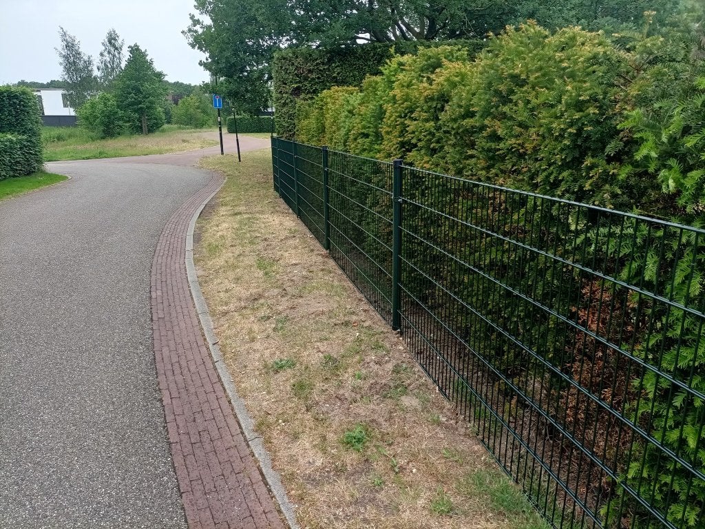 10 meter dubbelstaafmat Groen 120cm hoog + B-keus poort, Met poort, Nieuw, Dubbelstaafmat hekwerk, Ophalen of Verzenden