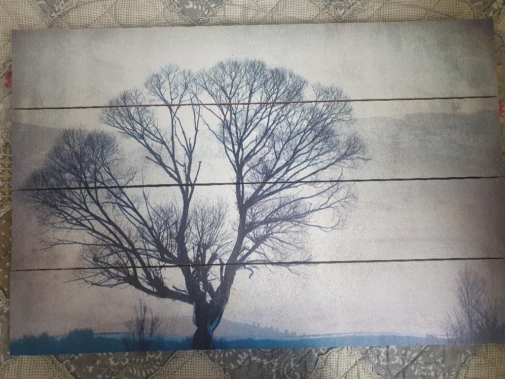 Schilderij 'Melancholia' op houten planken, Antiek en Kunst, Kunst | Schilderijen | Klassiek, Ophalen