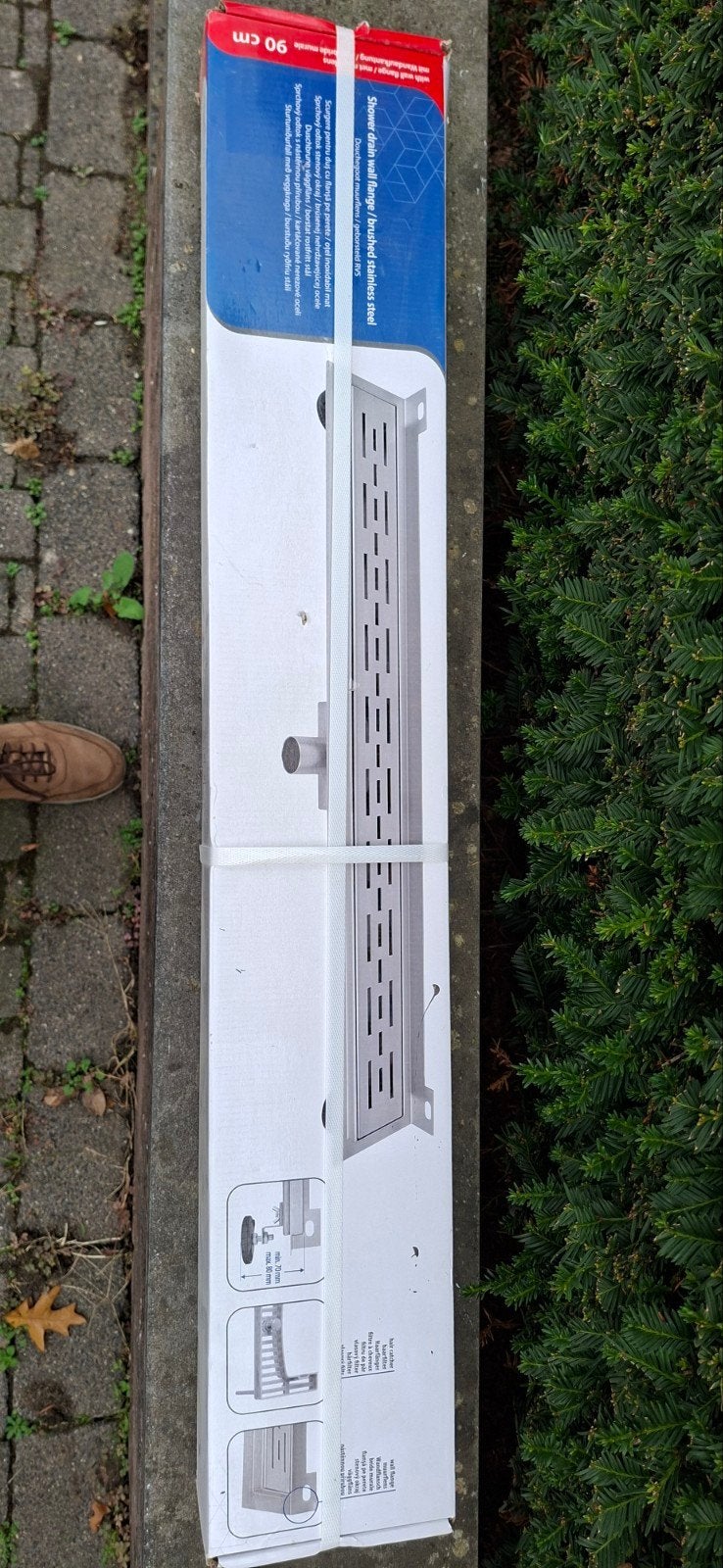 Douchegoot 90cm RVS met muurflens - Nieuw in doos, Ophalen of Verzenden, Nieuw, Rvs, Douche