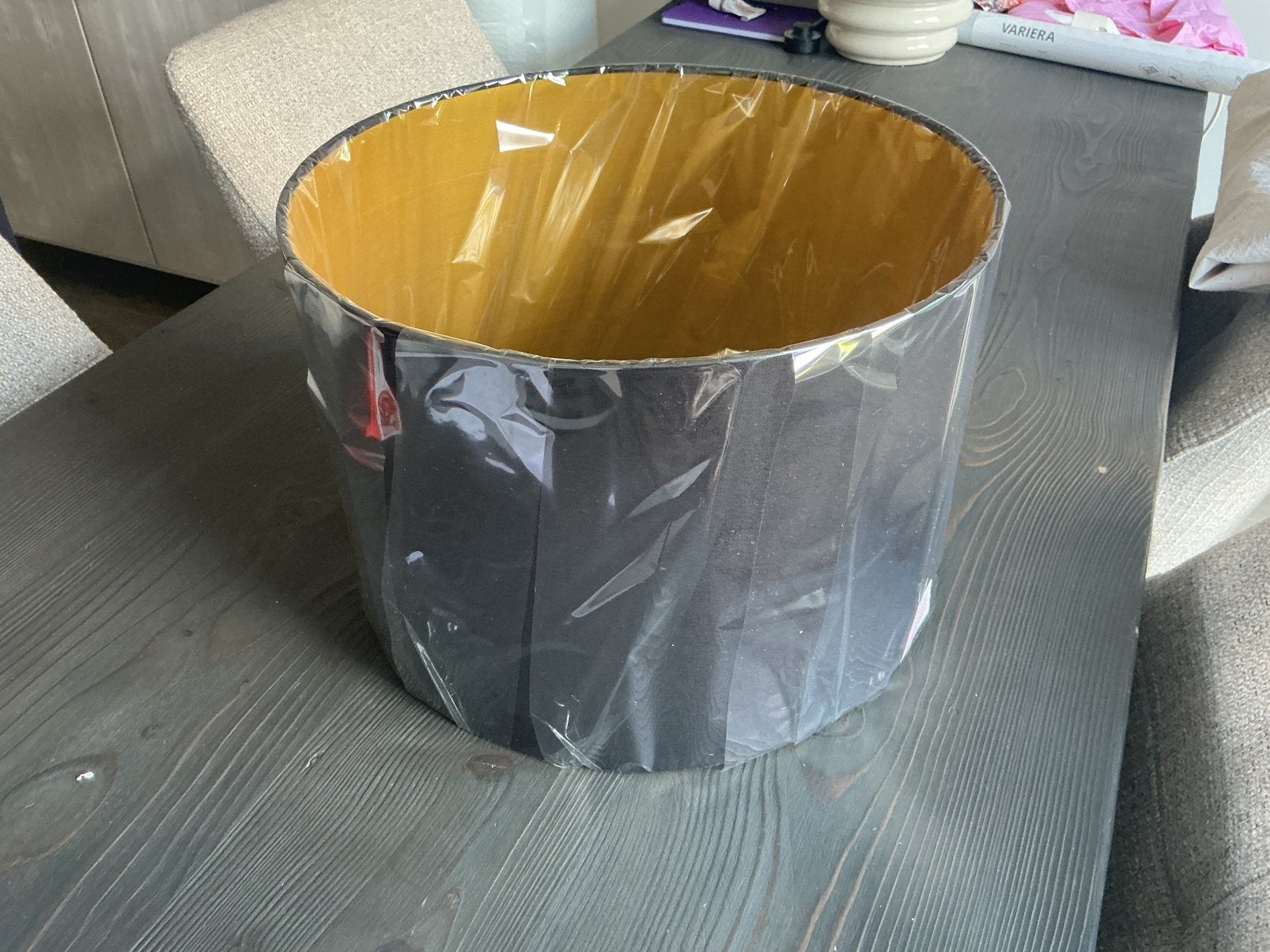 Nieuwe lampenkap zwart/goud, 35 cm, Zwart, Rond, Nieuw