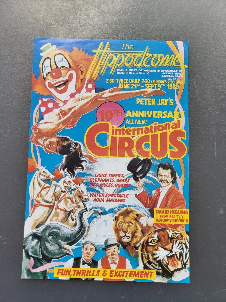Vintage Hippodrome Circus Flyer 1989 - Peter Jay's, Ophalen of Verzenden, Gebruikt
