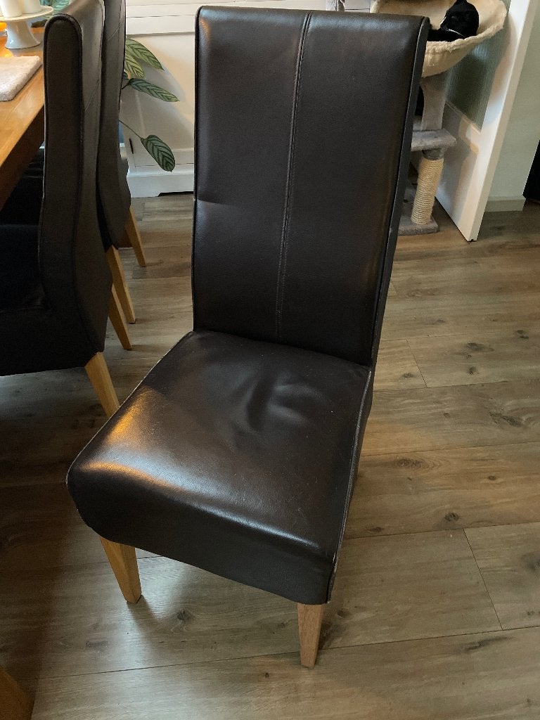 Eetkamer stoelen, Huis en Inrichting, Ophalen, Gebruikt, Bruin, Leer
