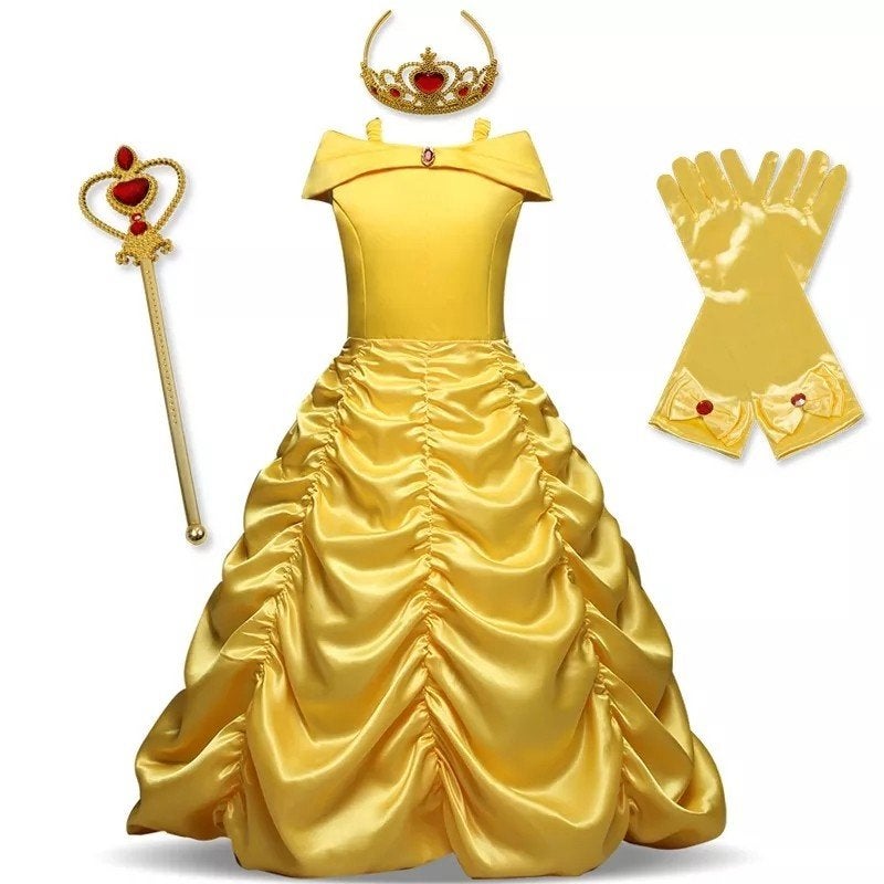 Prinsessenjurk Geel met Accessoires - Sprookjeskostuum, Ophalen of Verzenden, Nieuw, Onbekend, Meisje