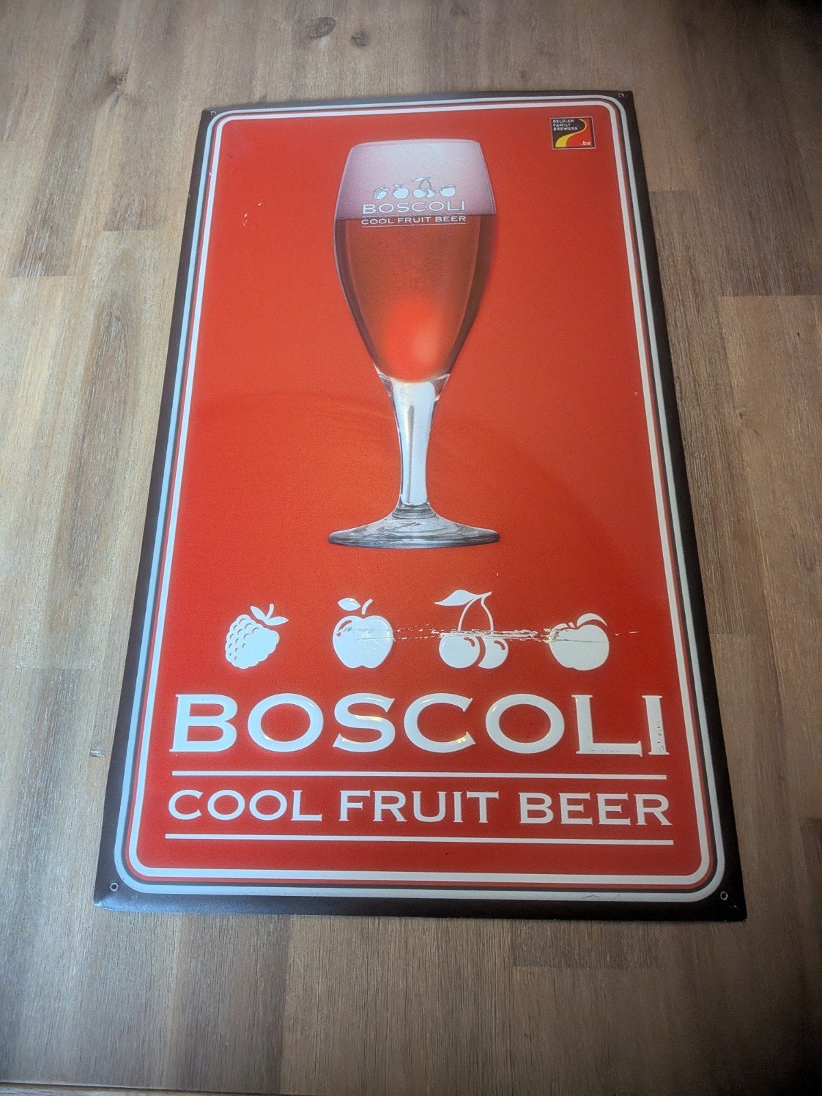 Boscoli Cool Fruit Beer Reclamebord - Uniek Design, Ophalen of Verzenden, Gebruikt, Reclamebord, Plaat of Schild, Overige merken