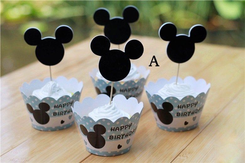 Diverse MICKEY MOUSE Cupcakehouders&toppers pak/24 st, Verzenden, Nieuw, Cupcakes, Versiering