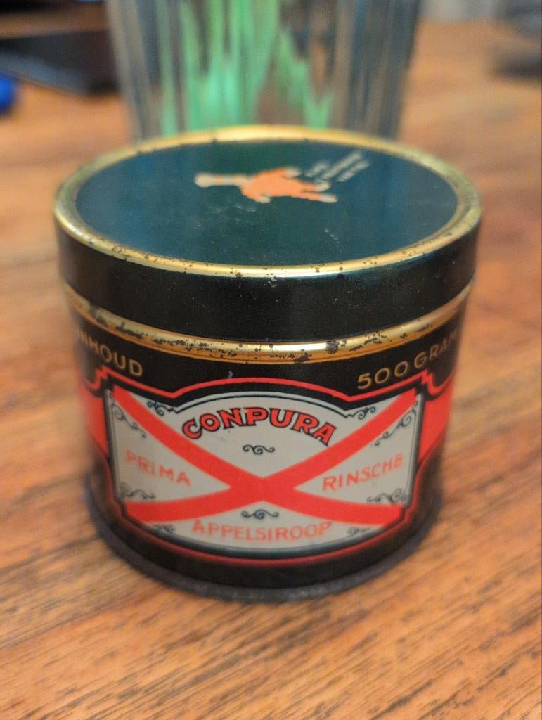 Vintage Conpura Prima Rinsche Appelsiroop Blik Flipje, Ophalen of Verzenden