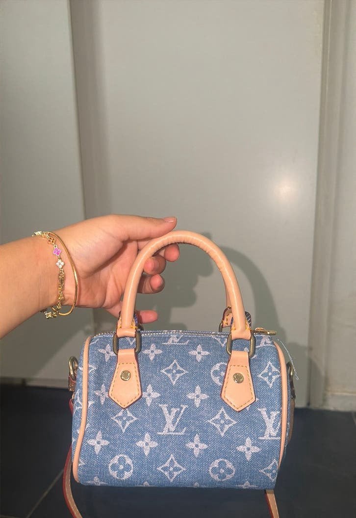 Louis Vuitton Nano Speedy Monogram Denim Handtas, Ophalen of Verzenden, Nieuw, Blauw, Handtas