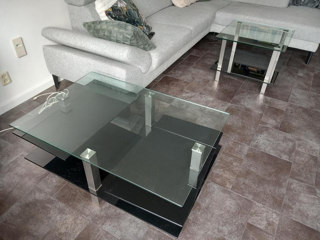 Luxe glazen bijzettafel 70x105x40 cm, Huis en Inrichting, Tafels | Bijzettafels, Gebruikt, Glas, 75 cm of meer, Rechthoekig