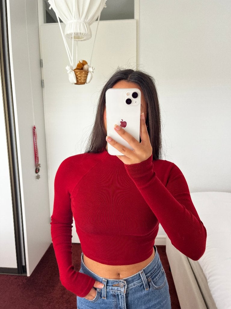 Zara rood topje met lange mouwen maat S, Zara, Ophalen of Verzenden, Zo goed als nieuw, Lange mouw