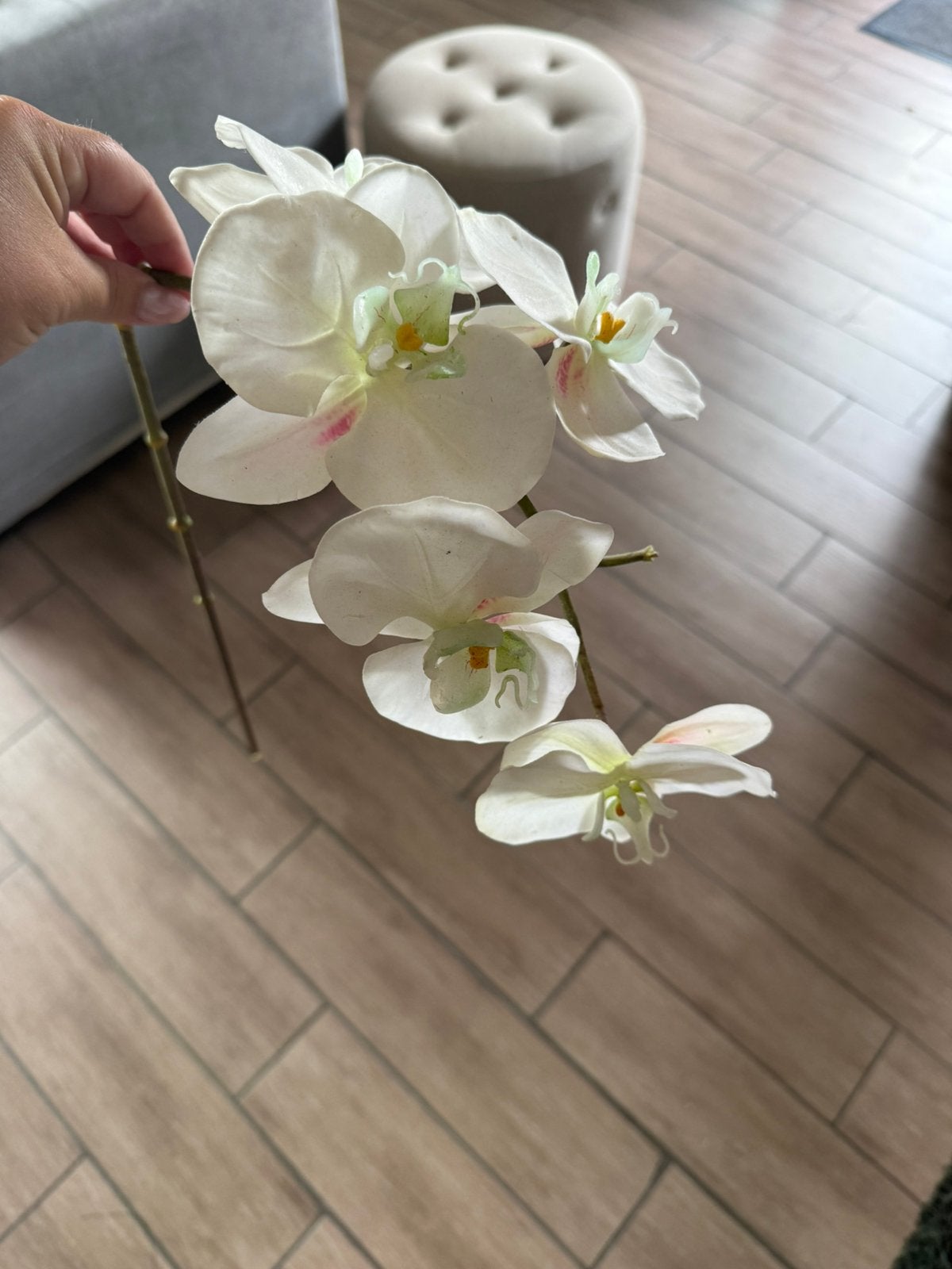 Orchidee zijde bloemen 4 takken, Binnen, Kunstbloem, Zijde, Ophalen of Verzenden