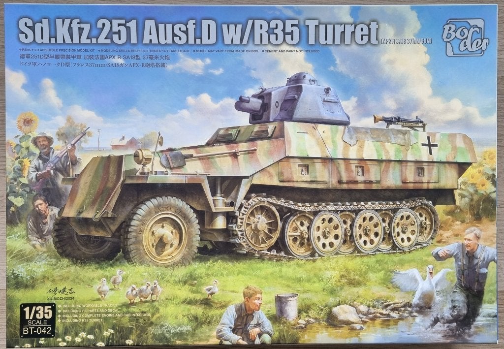 Border 1:35 #BT-042 WWII Sd.Kfz.251 Ausf.D with R35 Turret, Overige merken, 1:32 tot 1:50, Overige typen, Nieuw