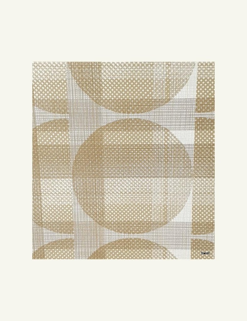 3711 Retro cirkels en blokken behang uit de jaren 70 swiet, Ophalen of Verzenden, Minder dan 10 m², Beige