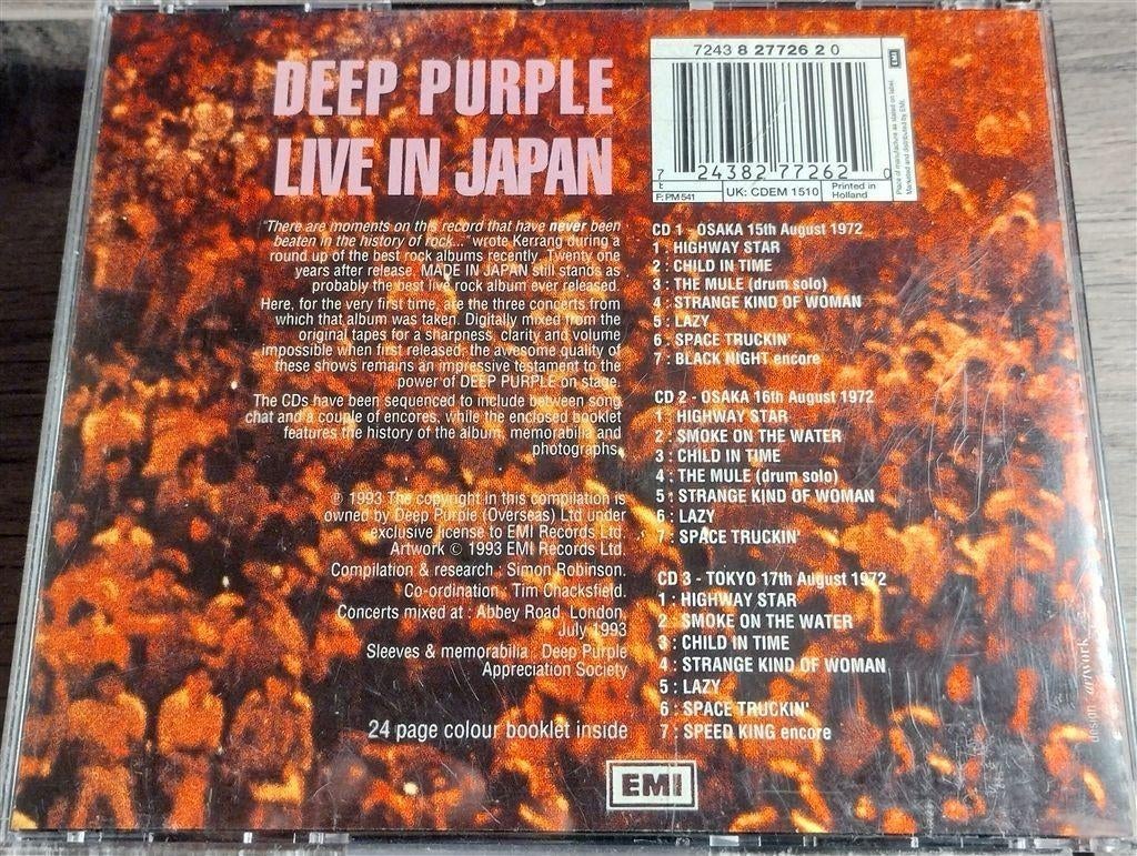 Deep Purple ‎- Live In Japan [Osaka August] 3 CD, Ophalen of Verzenden, Gebruikt