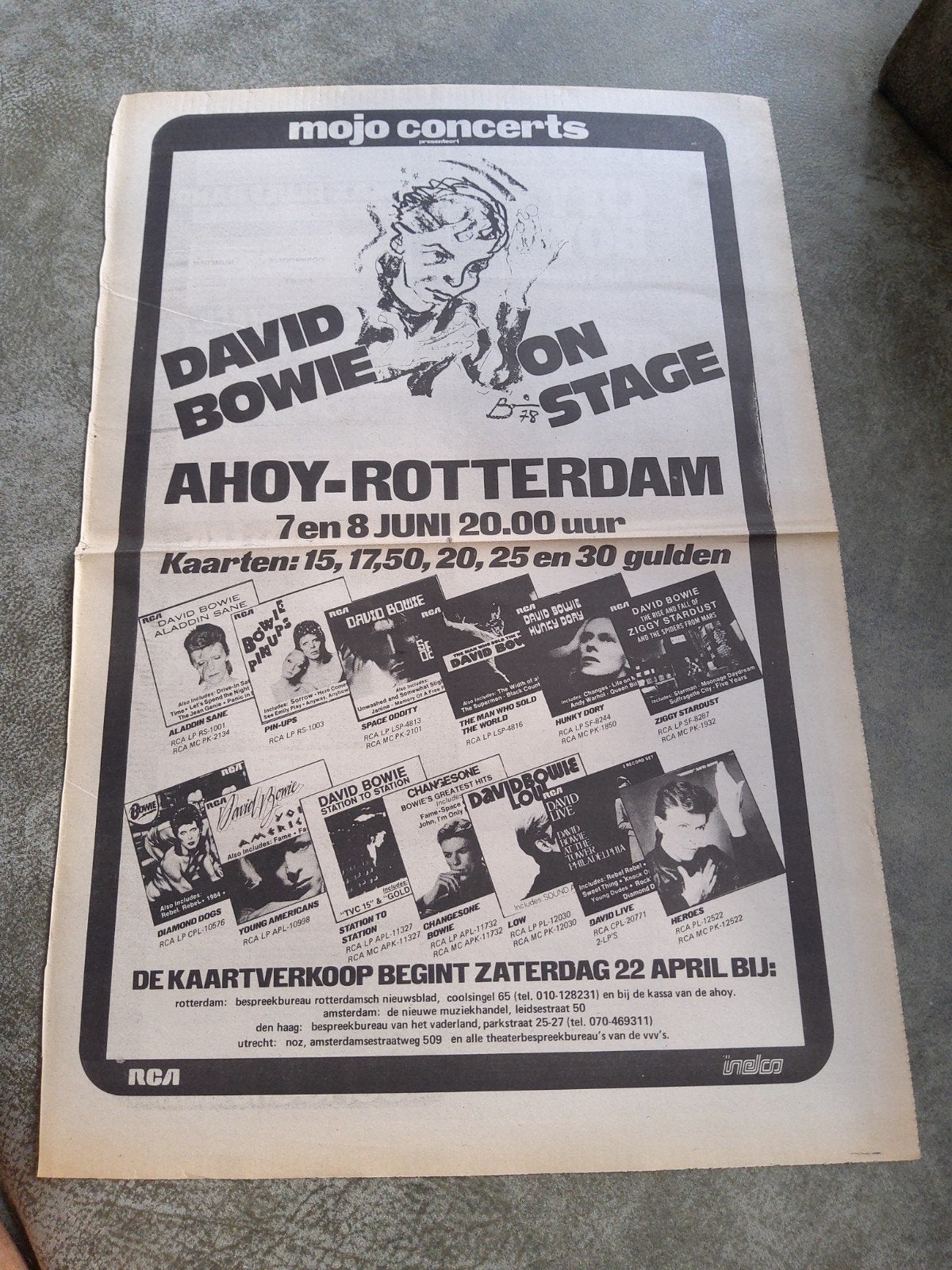 David Bowie:  Promo  qon stage Ahoy Rotterdam, Verzamelen, Ophalen of Verzenden, Foto of Kaart