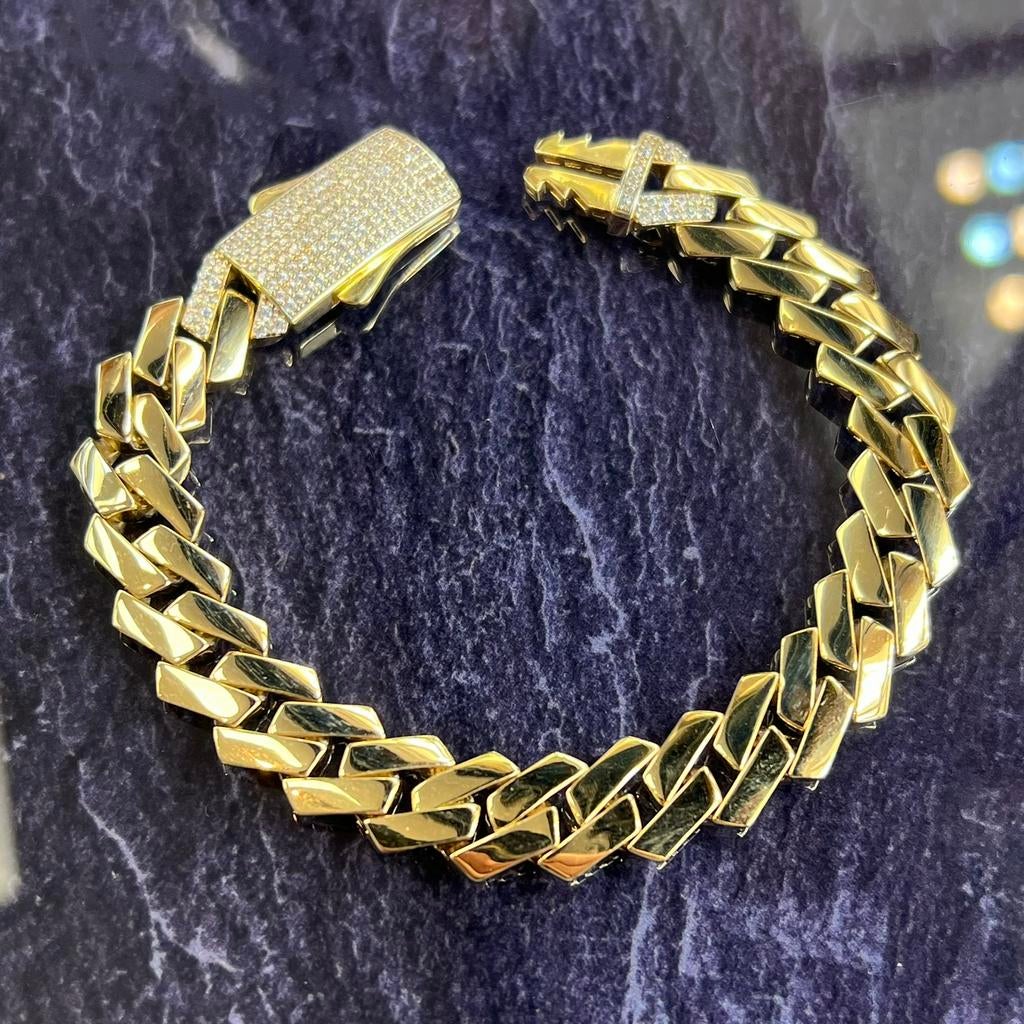14k gouden armband cuban schakel goud 14 karaat nieuw, Ophalen of Verzenden, Zo goed als nieuw, Goud