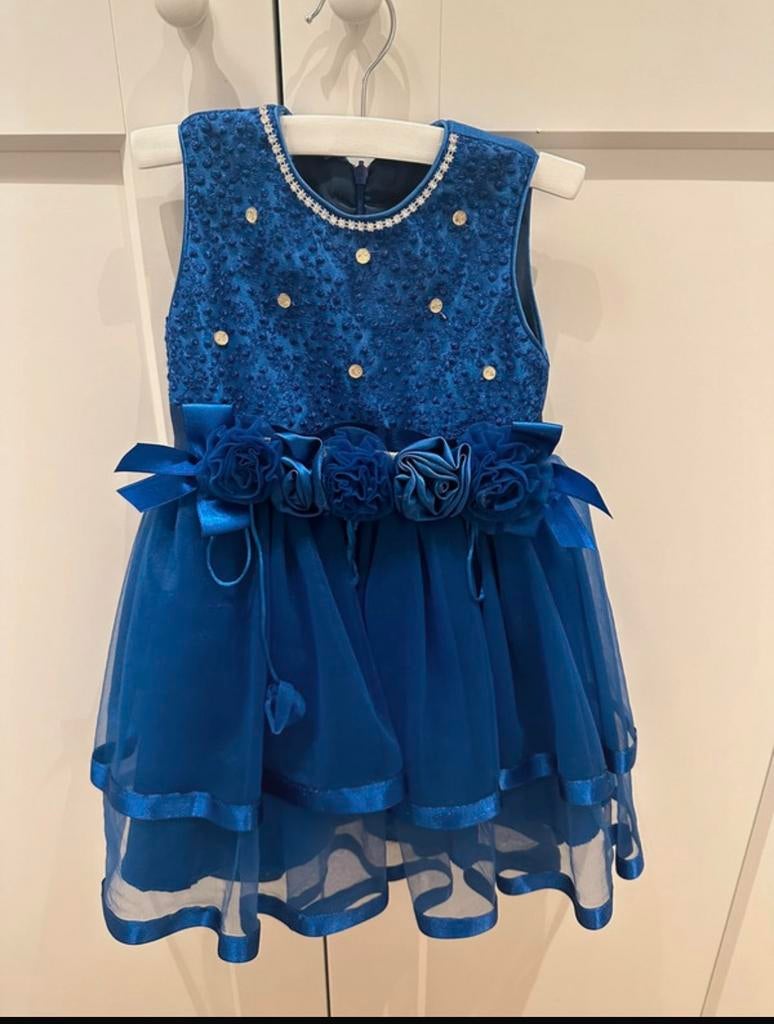 Mooie blauwe feestjurk voor baby, Kinderen en Baby's, Kinderkleding | Maat 92, Ophalen of Verzenden, Zo goed als nieuw, Meisje