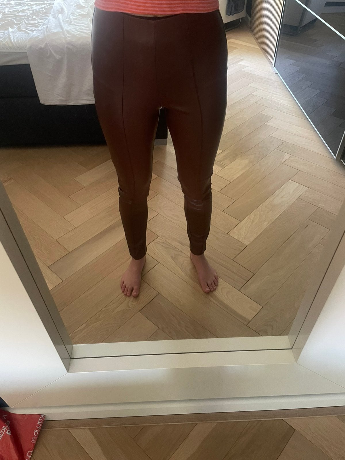 Donkerbruine leren broek van Cotton Club, Kleding | Dames, Leggings, Maillots en Panty's, Legging, Bruin, Verzenden, Maat 40/42 (M)