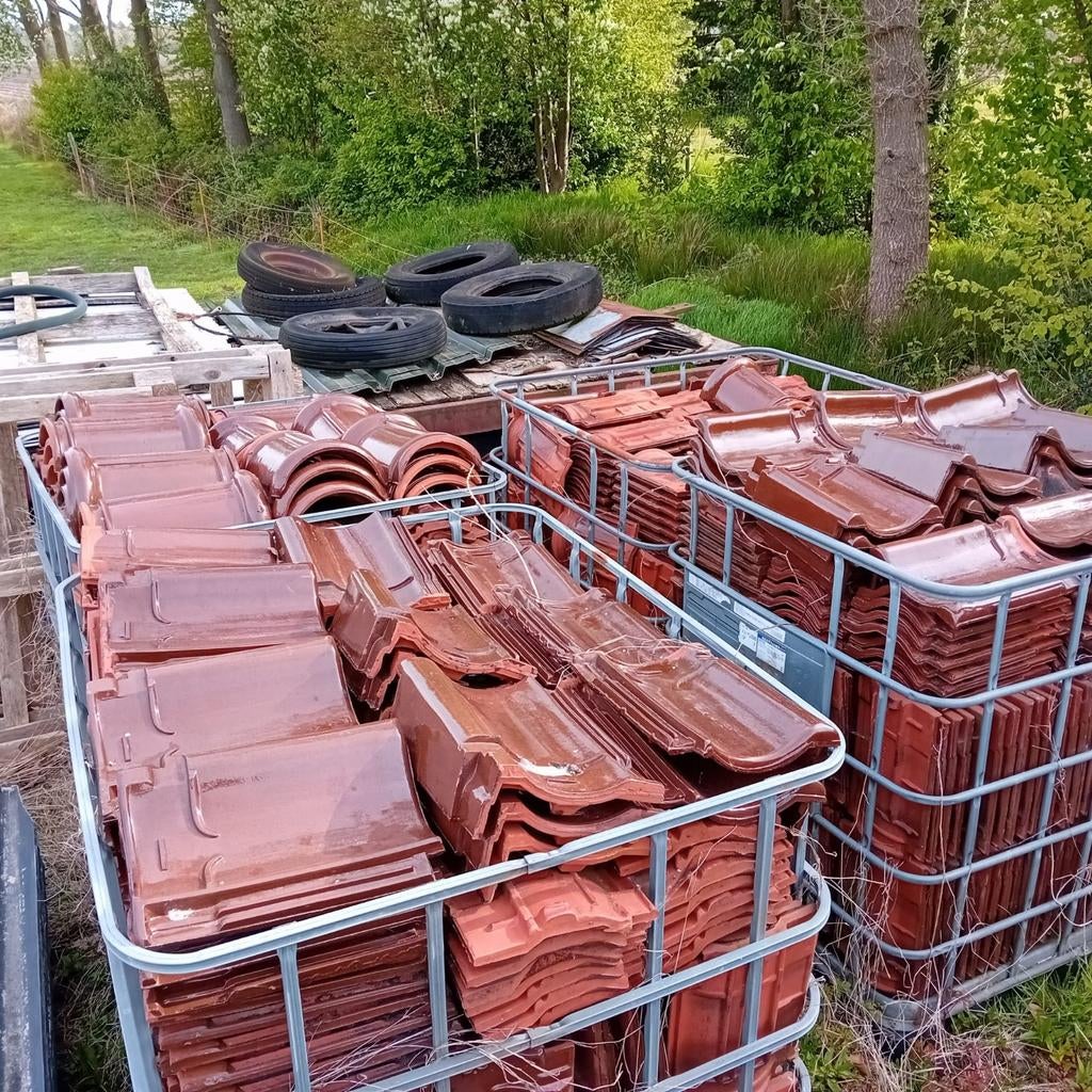 1100 mooie bruine geglazuurde dakpannen met toebehoren, Ophalen, Gebruikt, 15 m² of meer, Dakpannen