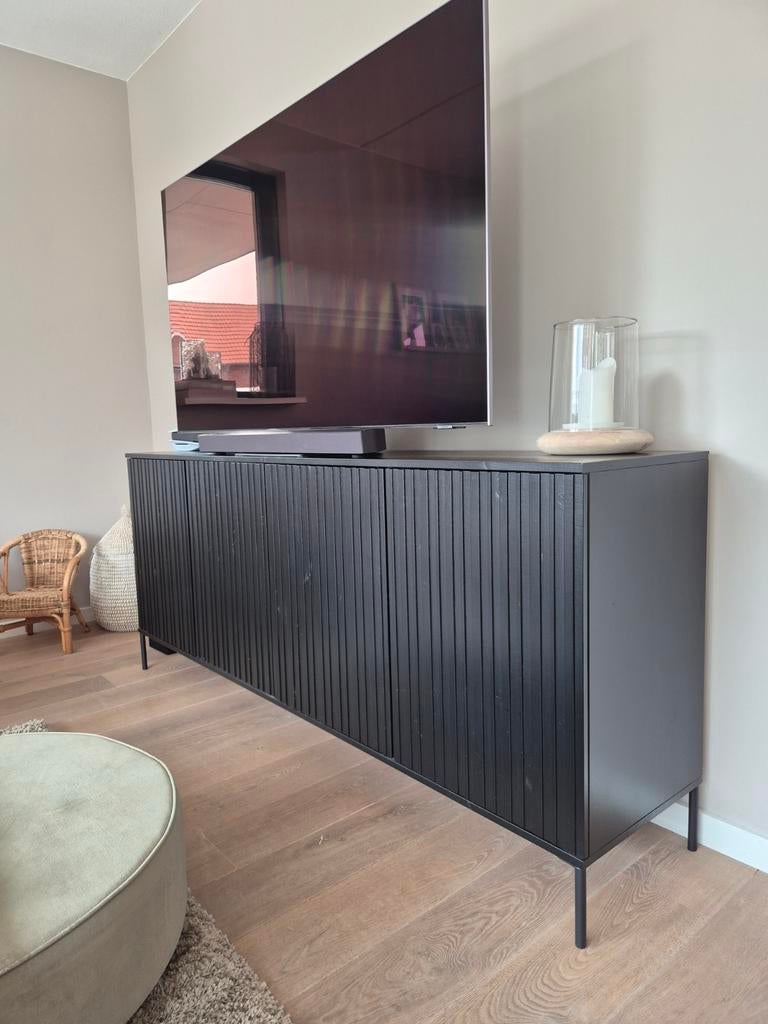 Woood dressoir zwart - 85x200x44 cm (HxBxD), Huis en Inrichting, Kasten | Dressoirs, Ophalen, Gebruikt, Modern, Scandinavisch