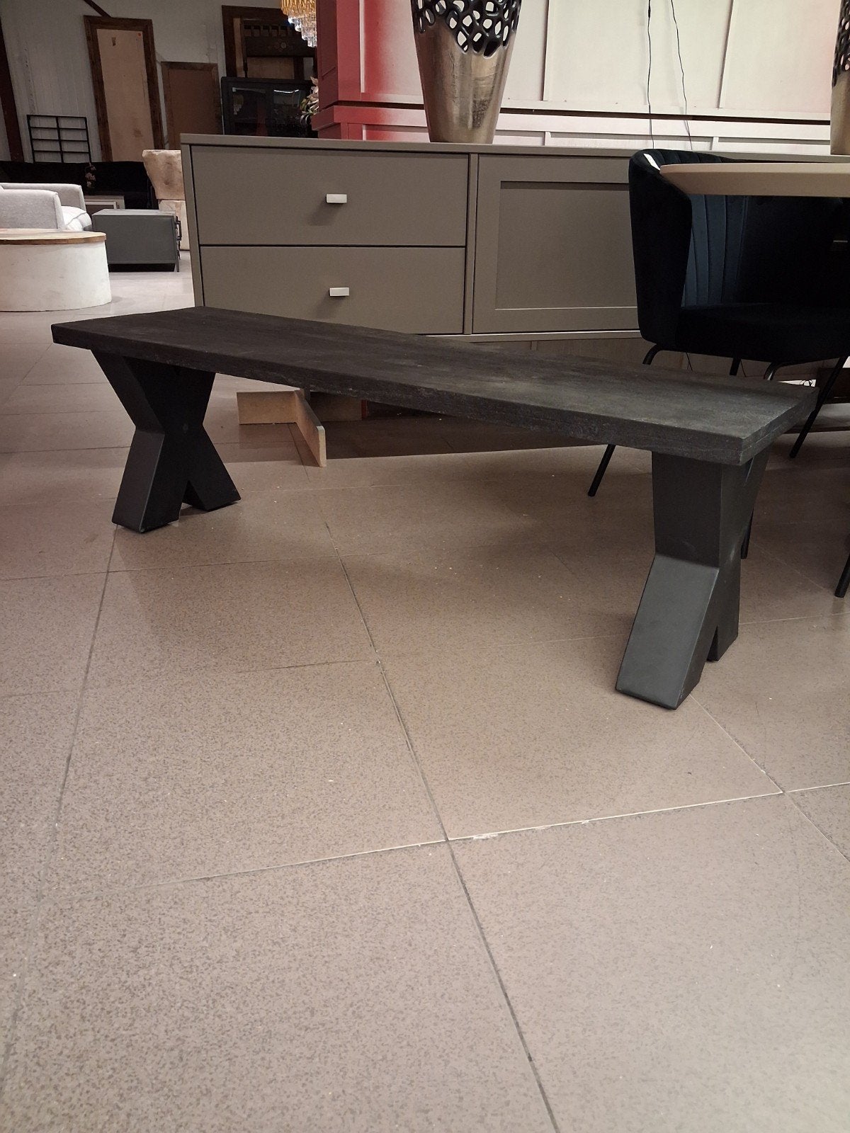nieuw industrieel bankje/meubel 140x40x45cm zwart mango €135, Ophalen, ., Nieuw, .