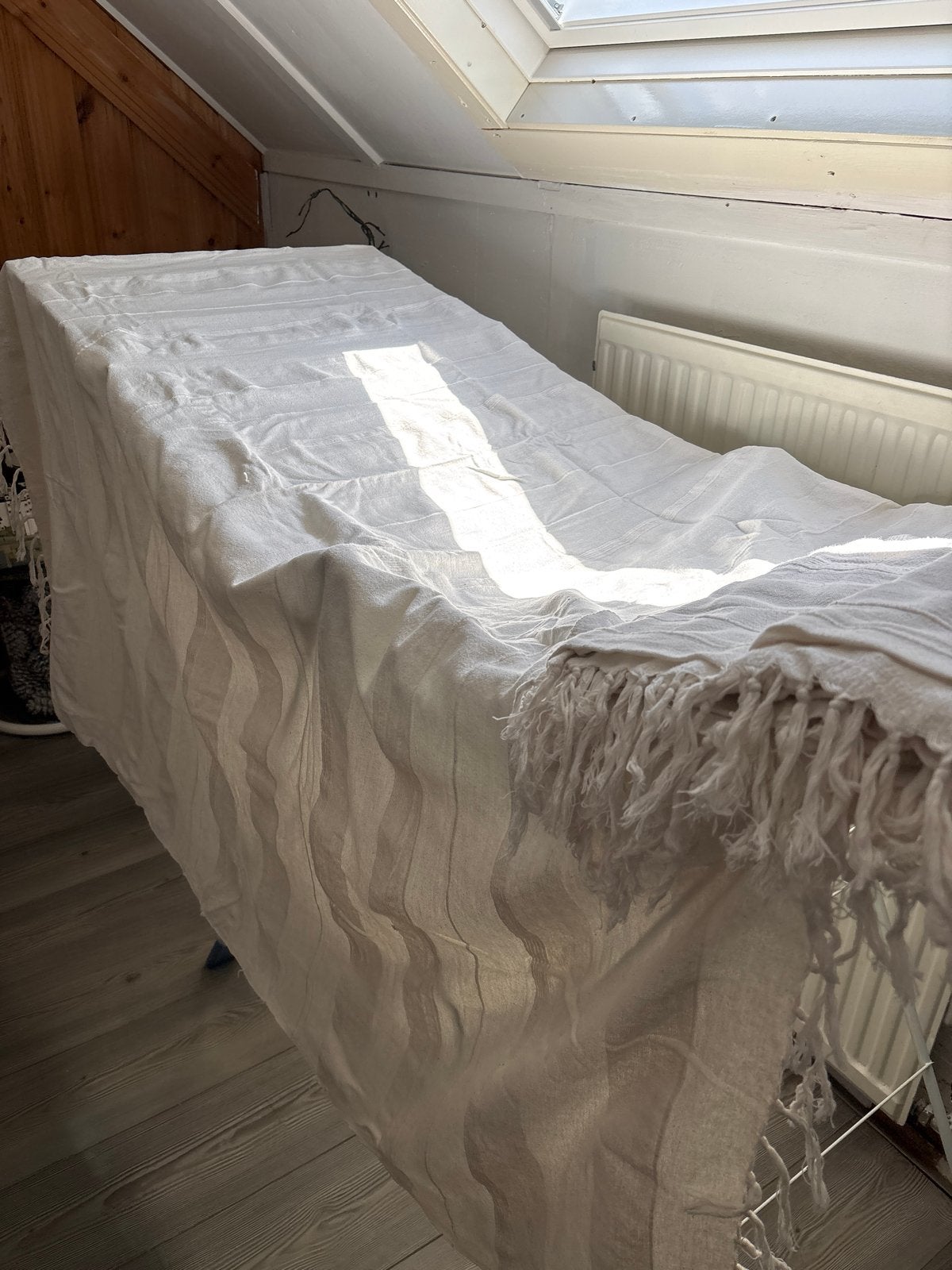 Wit katoenen plaid met franjes grand foullard, Ophalen, Gebruikt, Wit, 150 tot 200 cm