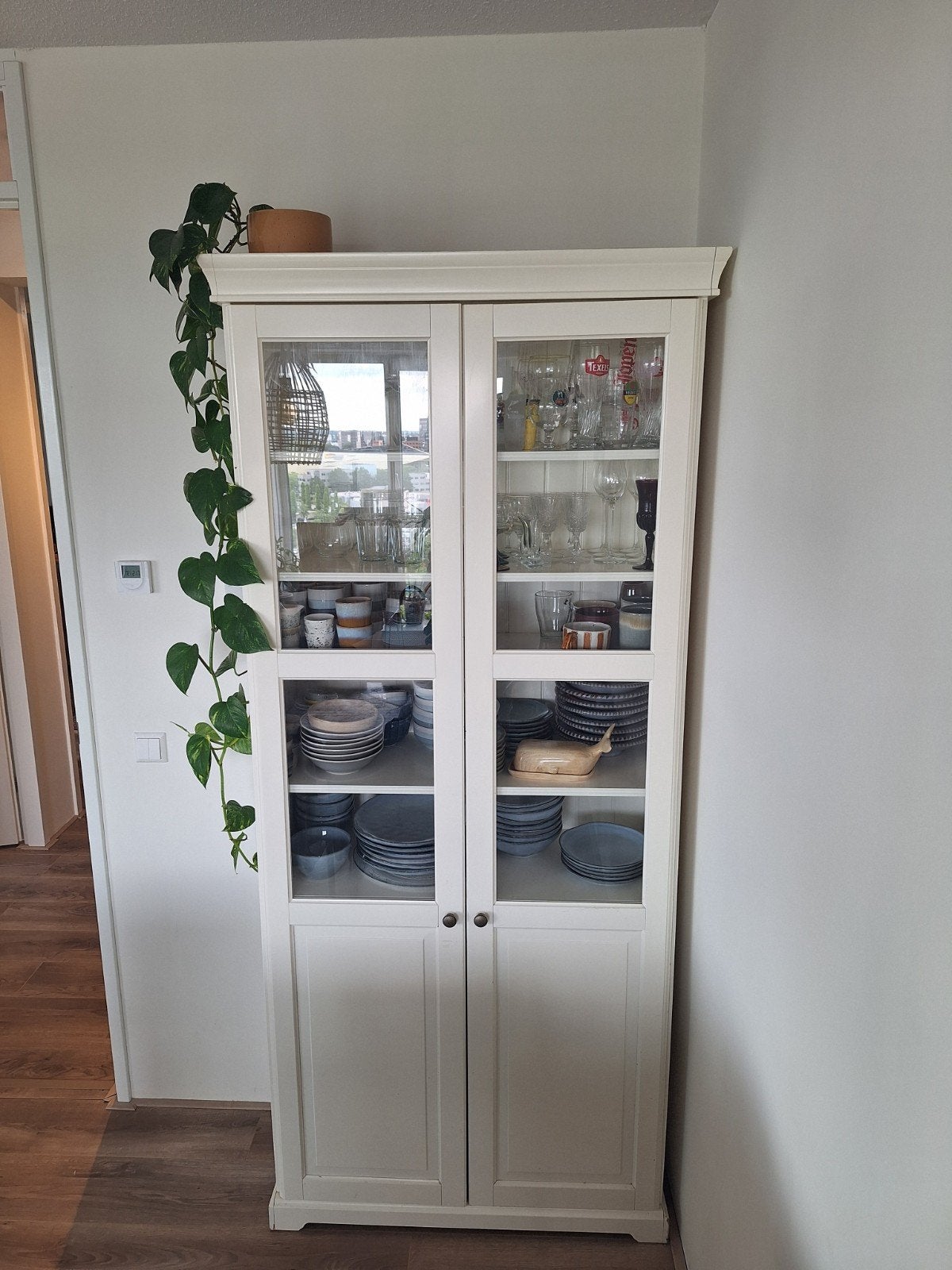 Witte vitrinekast (90x36x215), Ophalen, Gebruikt, 25 tot 50 cm, 50 tot 100 cm