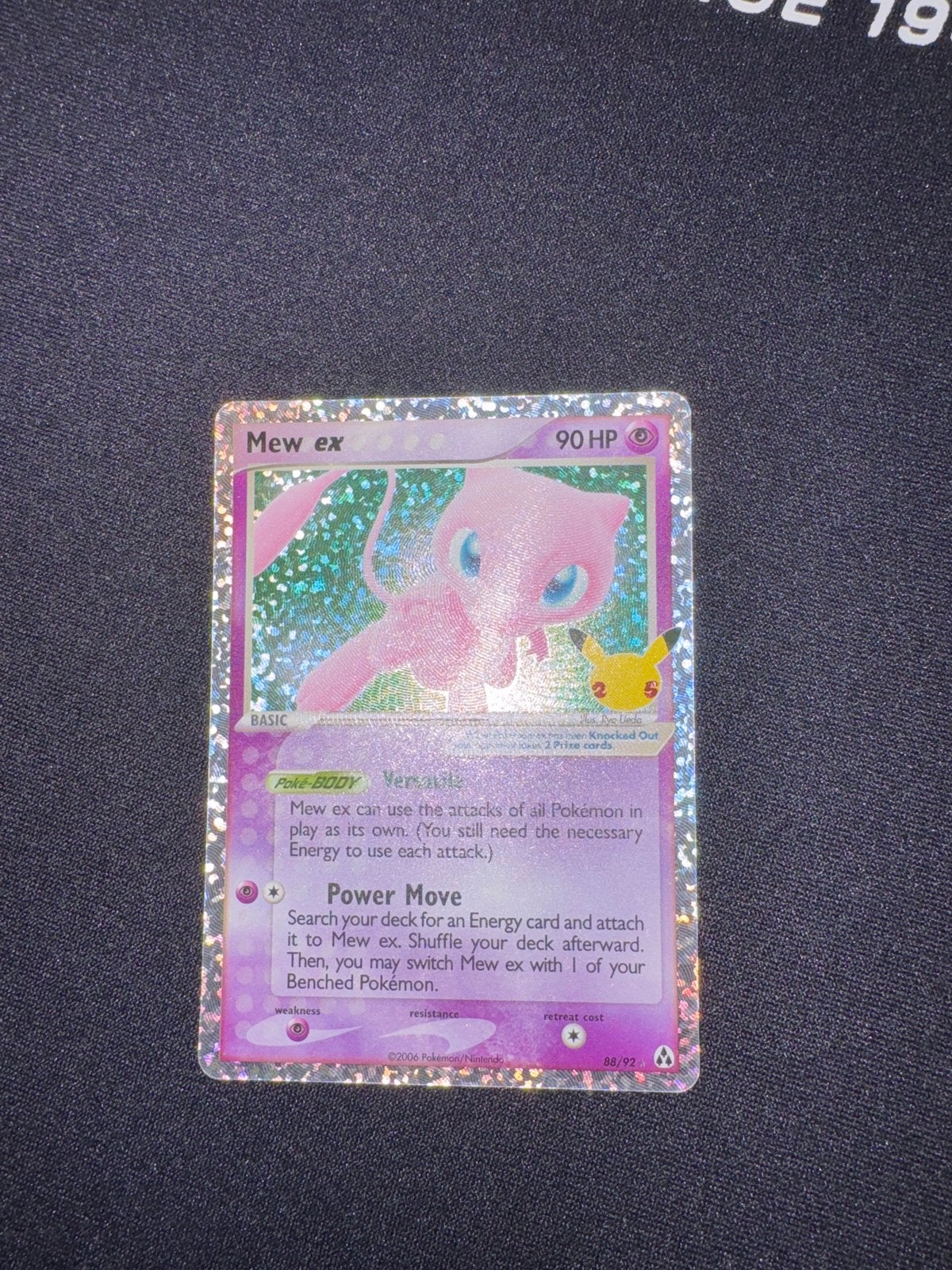 Mew ex 88/92 Holo Foil Pokémon Kaart Celebrations, Ophalen of Verzenden, Zo goed als nieuw, Losse kaart, Foil