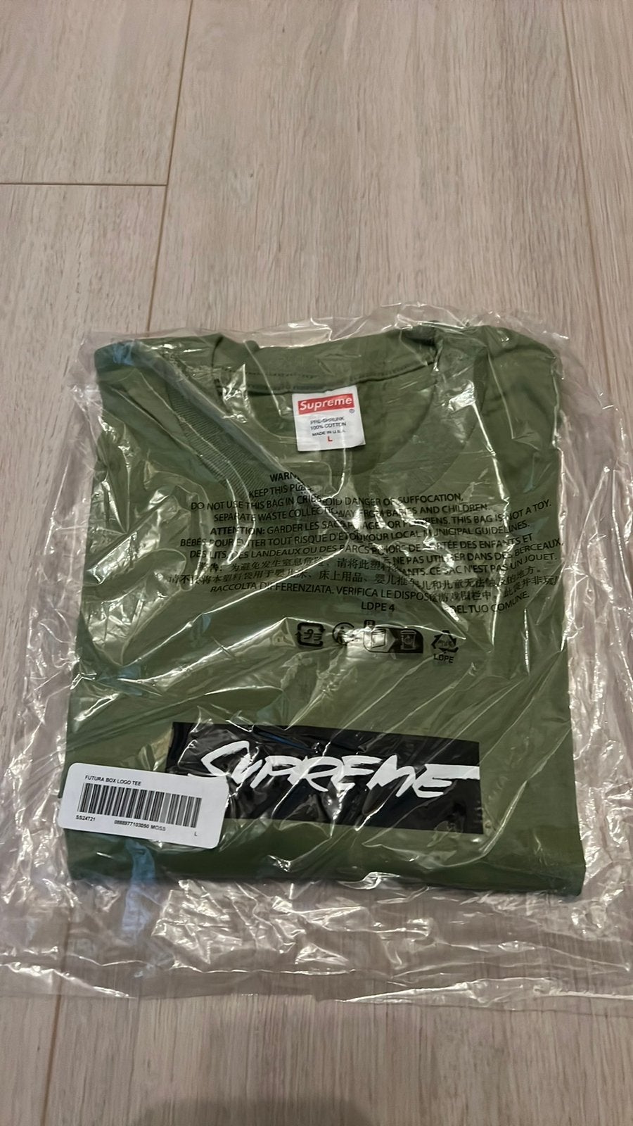 Supreme Futura Box Logo shirt Moss Large sealed, Ophalen, Zo goed als nieuw, Maat 52/54 (L)