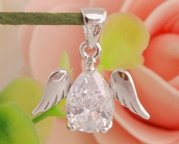 925 zilveren Angel hanger met ketting, Overige voorstellingen, Nieuw, Ophalen of Verzenden, Met edelsteen