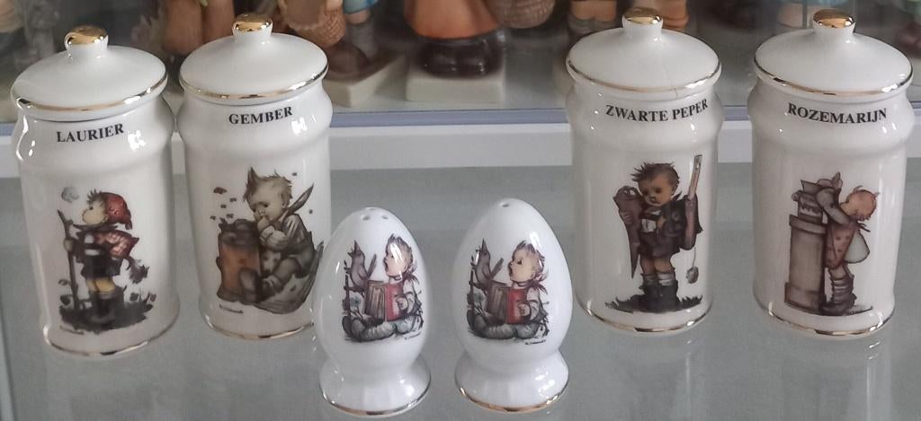 Hummel 4 kruidenpotjes en peper en zoutvaatjes, Overige typen, Ophalen of Verzenden, Zo goed als nieuw, Meerkleurig