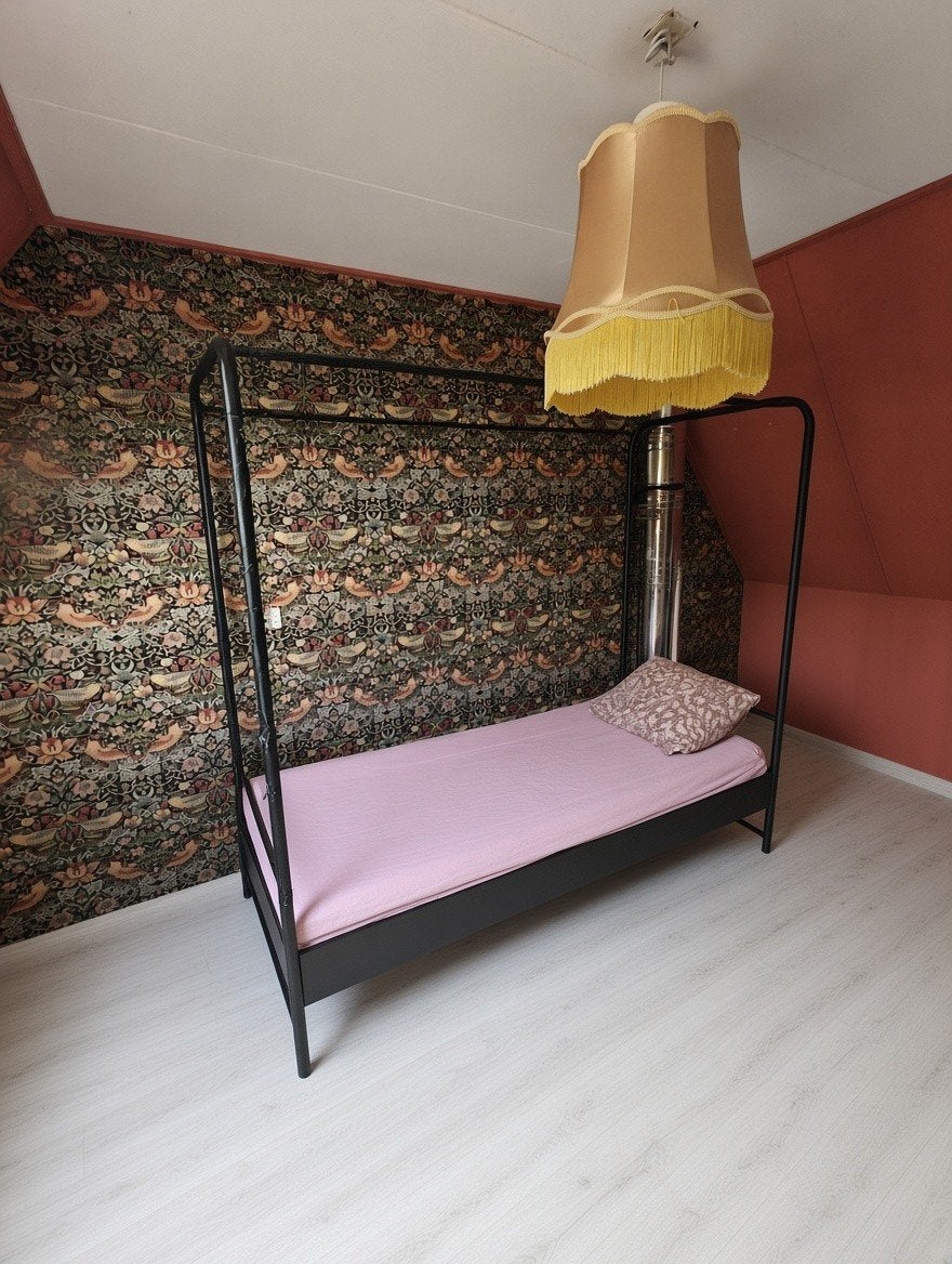 HKliving Eenpersoons Hemelbed - Zwart Metaal, Huis en Inrichting, Ophalen, Gebruikt, 90 cm, Eenpersoons