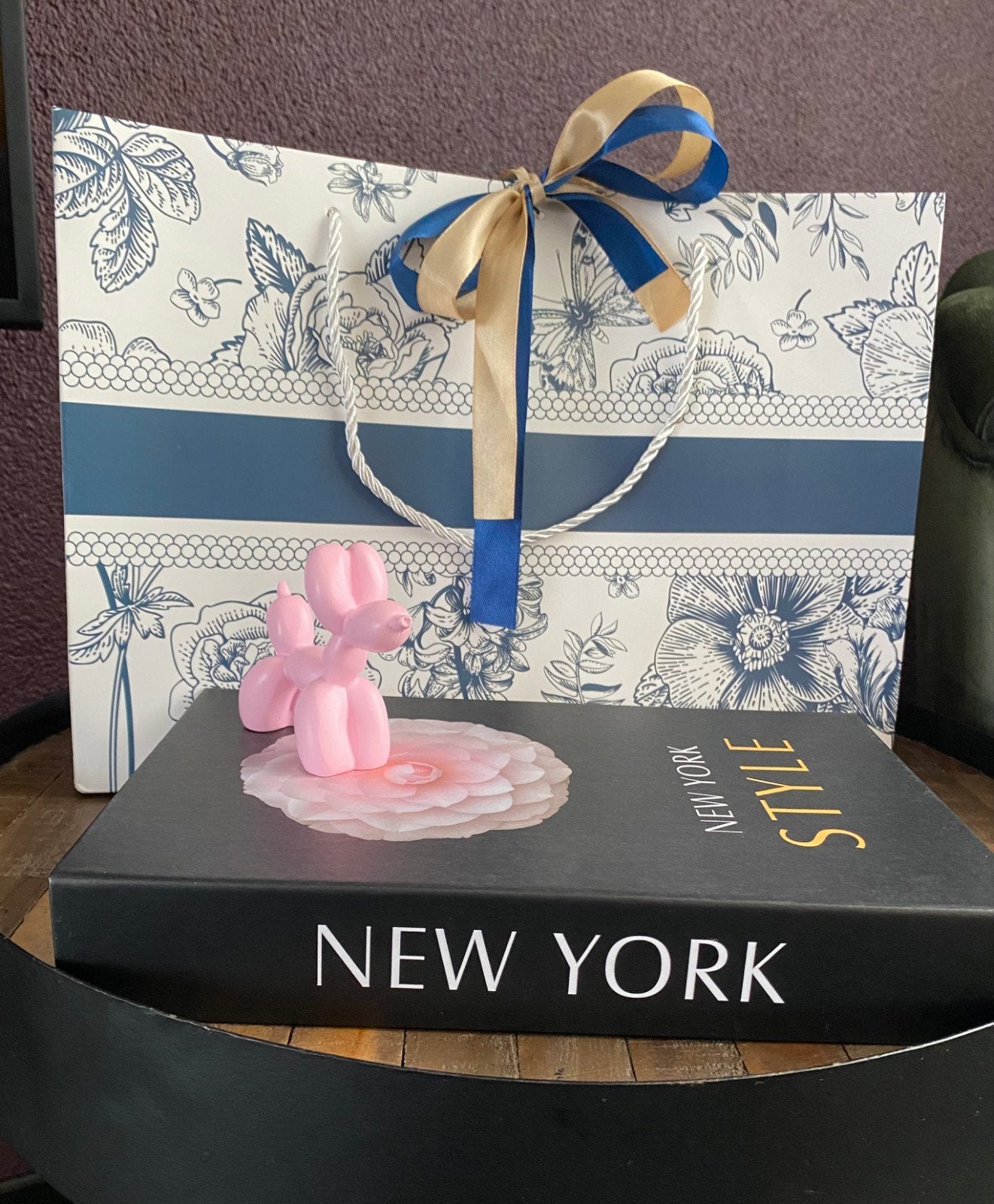 Luxe grote cadeautas met roze balloon dog en decoratie boek, Ophalen of Verzenden, Nieuw, Roze, Modern