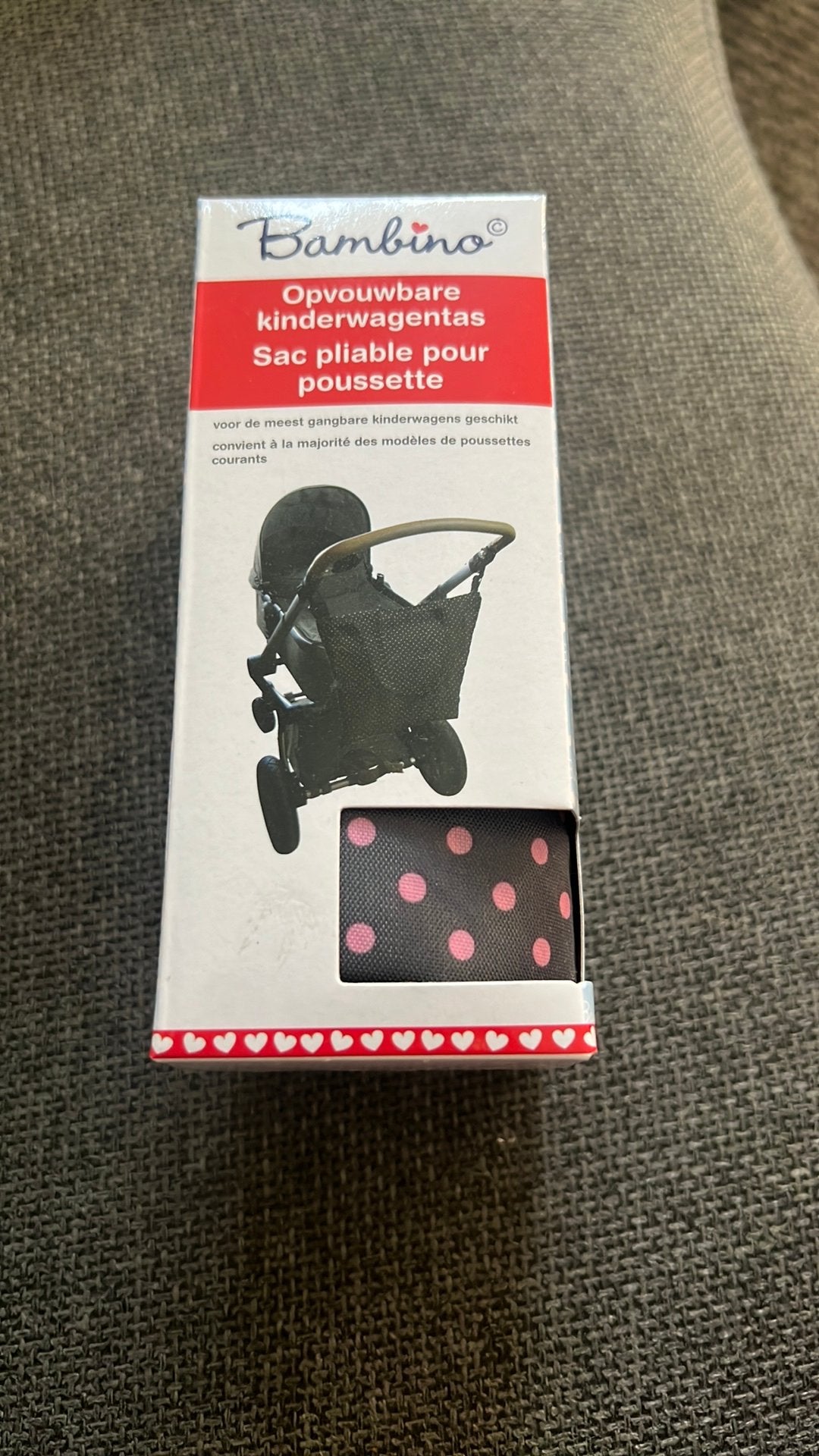Bambino kinderwagen tas nieuw grijs met paarse stippen, Ophalen of Verzenden, Nieuw