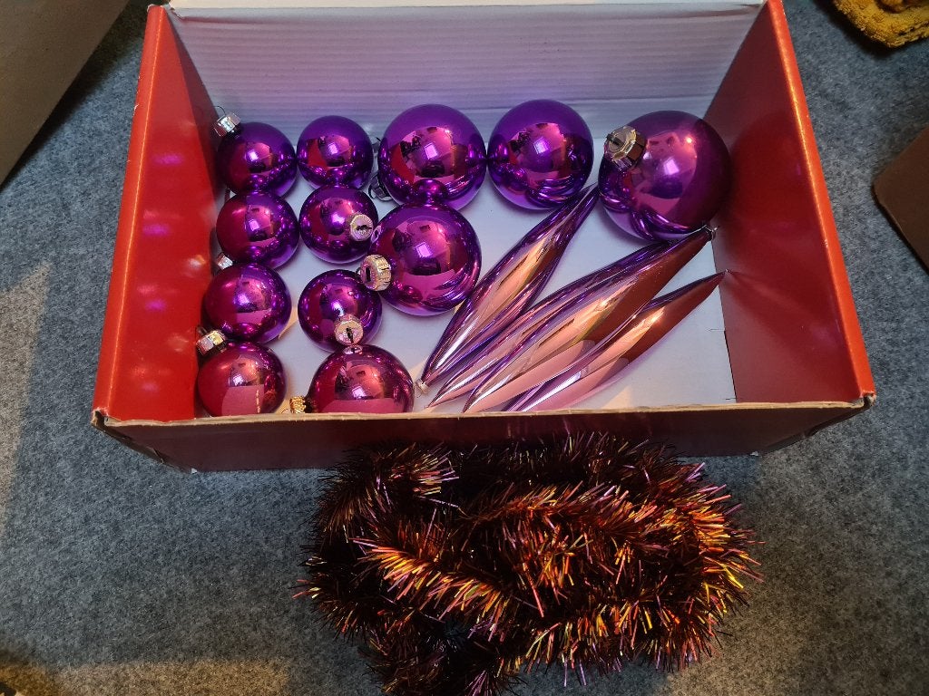 Vintage 9 ronde kerstballen en 4 druppelvormige, Ophalen of Verzenden, Gebruikt