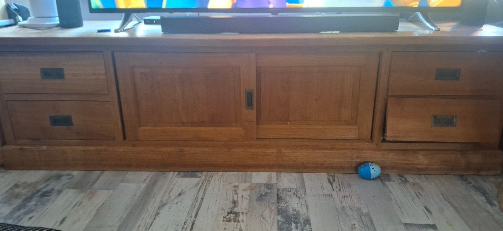 Tv kast, Ophalen, Gebruikt, 100 tot 150 cm, Eikenhout