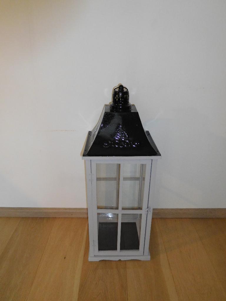 houten windlicht, Ophalen, Zo goed als nieuw, Grijs, Kandelaar