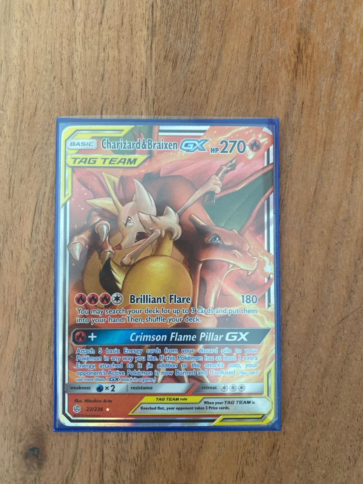 Pokémon Kaart: Charizard & Braixen GX TAG TEAM, Ophalen of Verzenden, Zo goed als nieuw, Losse kaart