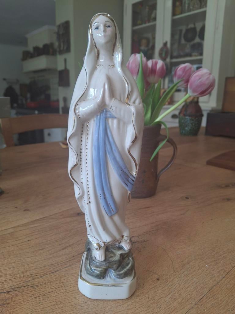 Vintage Mariabeeldje - Porselein - Religieuze Kunst, Ophalen of Verzenden