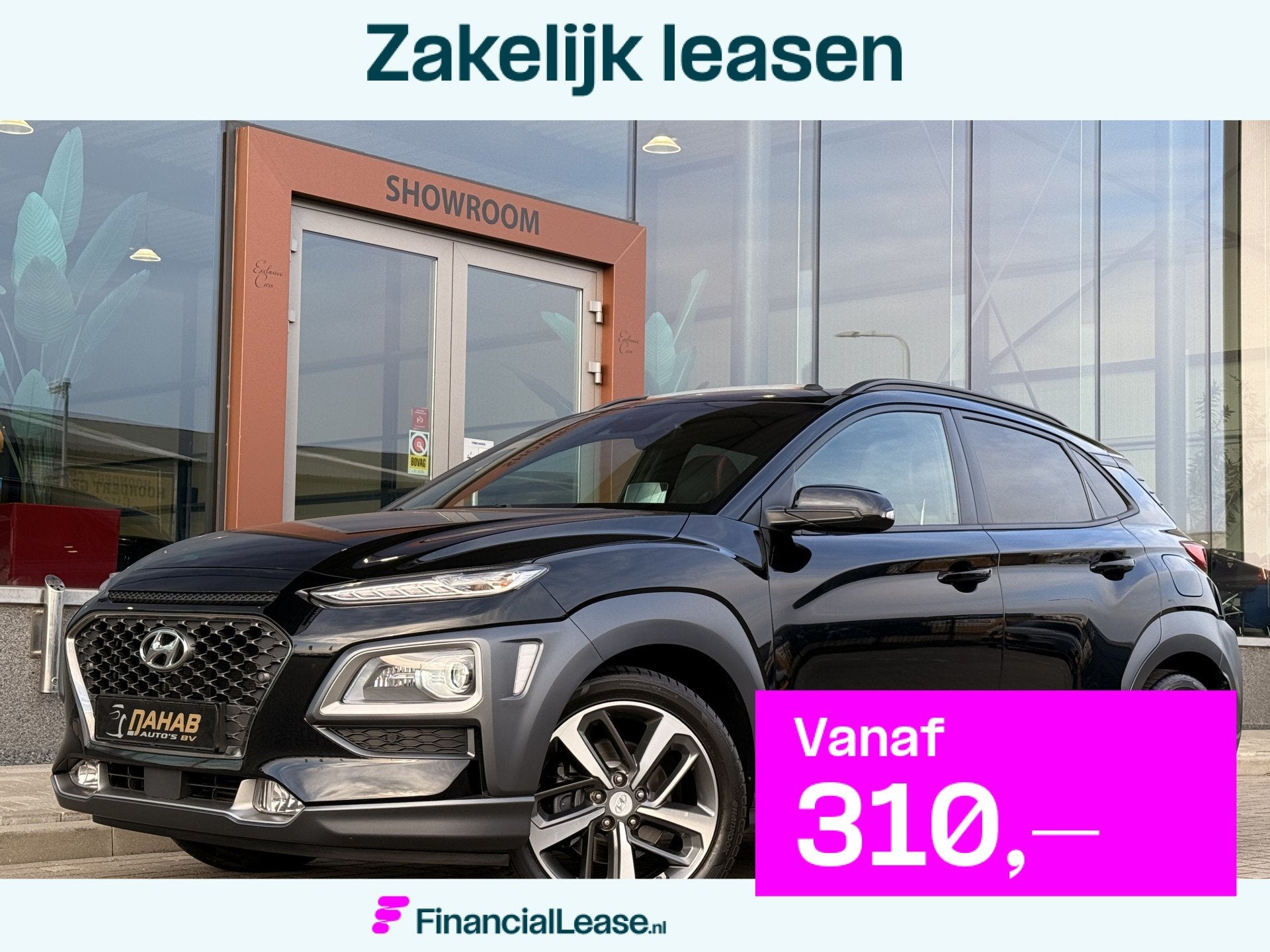 Hyundai Kona 1.6 T-GDI Premium | Krell Audio | Schuifkantel, Gebruikt, 4 cilinders, Zwart, Bedrijf
